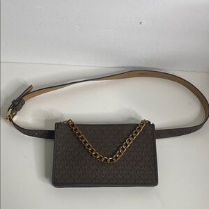 MICHAEL KORS Brown Chain Belt Bag